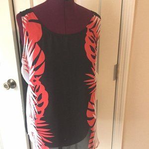 LIZ CLAIBORNE LADIES SIZE XL PULLOVER TOP SLEEVELESS BLACK TRIBAL BEAT BLOUSE